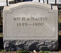 William H. A. Maupin's Grave - click to launch popup